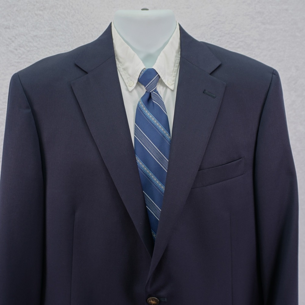 Hart Schaffner Marx Wool Gold Button Blazer Blue Dillards 44R